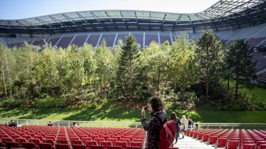 Stadio di calcio austriaco adibito a foresta